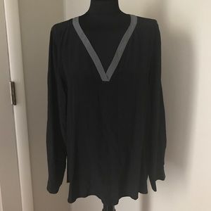 Eileen Fisher Black/Gray Silk Top